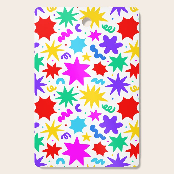 Colorful fun star doodle pattern Cutting Board Gallery Image 1