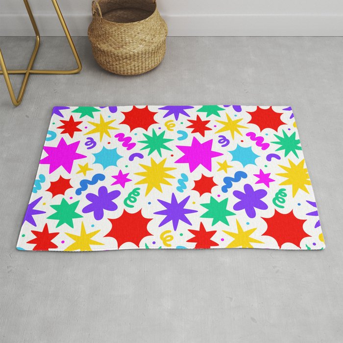 Colorful fun star doodle pattern Rug Gallery Image 1