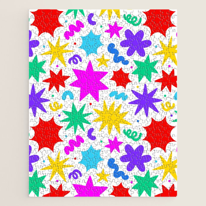 Colorful fun star doodle pattern Jigsaw Puzzle Gallery Image 1
