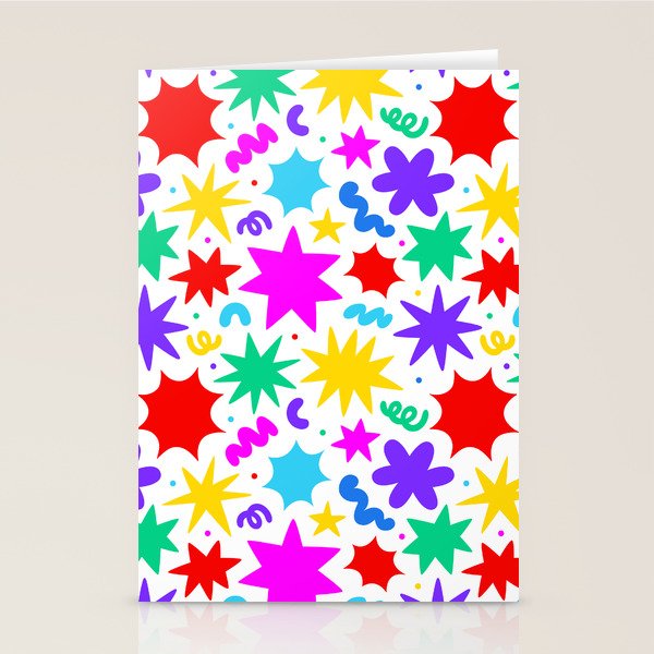 Colorful fun star doodle pattern Stationery Card Gallery Image 2