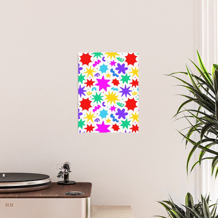 Colorful fun star doodle pattern Poster Gallery Image 2