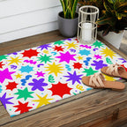 Colorful fun star doodle pattern Outdoor Rug Gallery Image 2