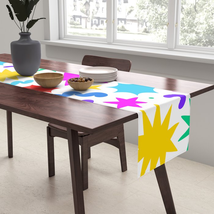 Colorful fun star doodle pattern Table Runner Gallery Image 2