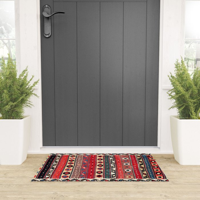 Shahsavan  Antique Azerbaijan Persian Kilim Print Welcome Mat Gallery Image 3