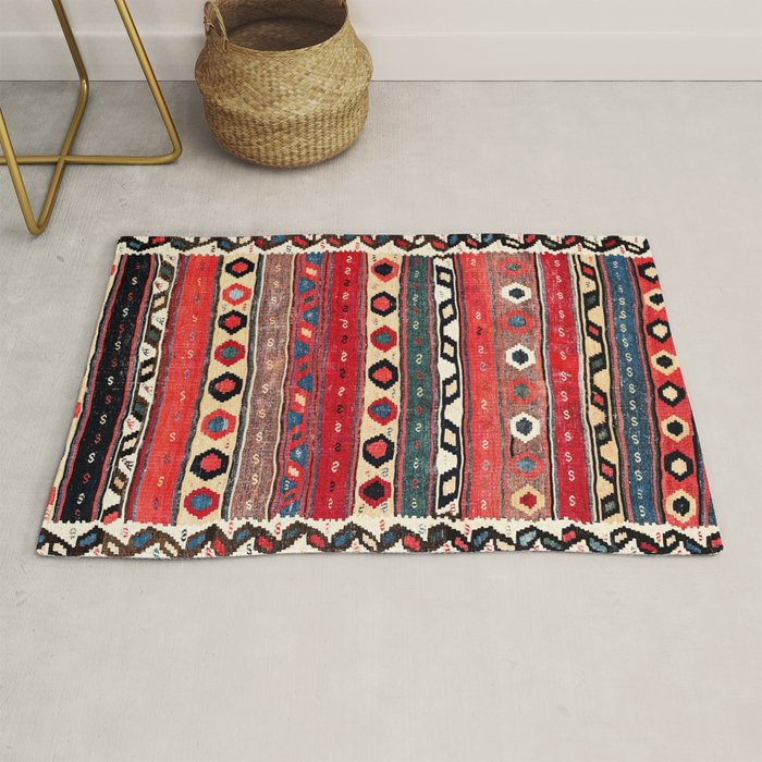 Shahsavan  Antique Azerbaijan Persian Kilim Print Rug Gallery Image 1