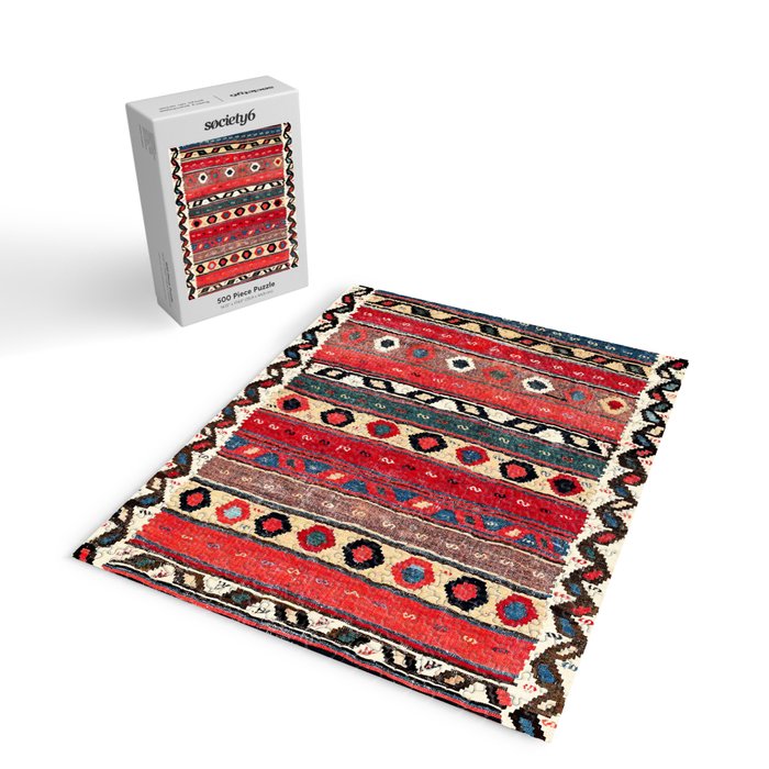 Shahsavan  Antique Azerbaijan Persian Kilim Print Jigsaw Puzzle Gallery Image 2