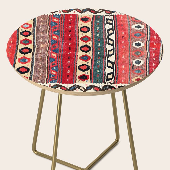 Shahsavan  Antique Azerbaijan Persian Kilim Print Side Table Gallery Image 2