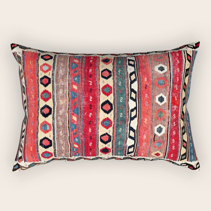 Shahsavan  Antique Azerbaijan Persian Kilim Print Rectangular Pillow Gallery Image 1