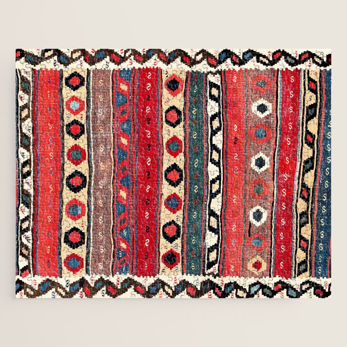 Shahsavan  Antique Azerbaijan Persian Kilim Print Jigsaw Puzzle Gallery Image 1