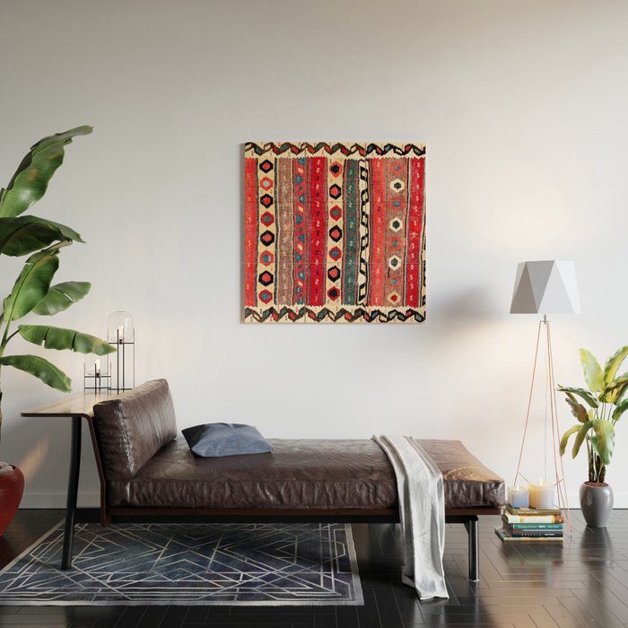 Shahsavan  Antique Azerbaijan Persian Kilim Print Wood Wall Art Gallery Image 2