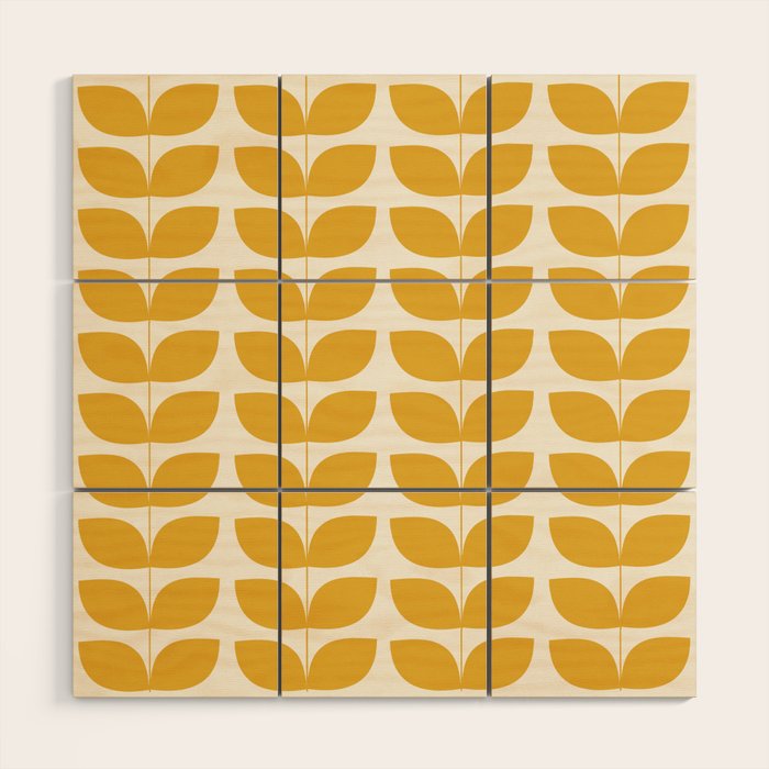 Danish Pattern Yellow Mid Century Modern Wood Wall Art Gallery Image 1