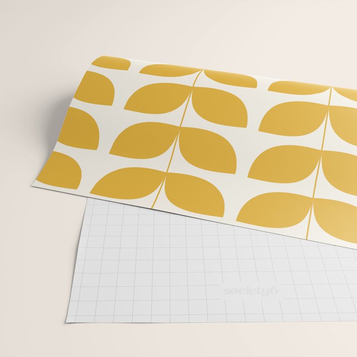 Danish Pattern Yellow Mid Century Modern Wrapping Paper Gallery Image 2