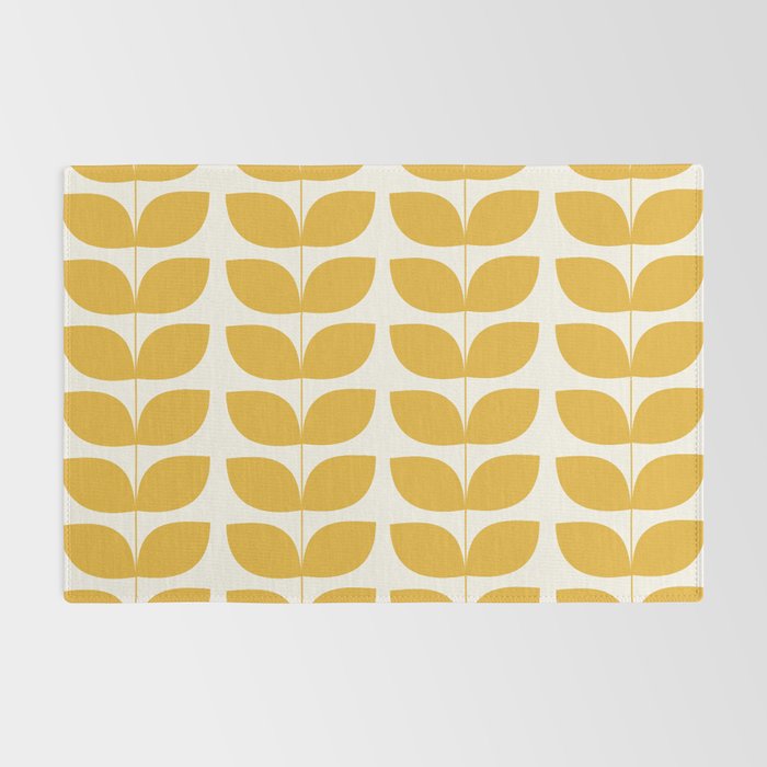 Danish Pattern Yellow Mid Century Modern Rug Gallery Image 2