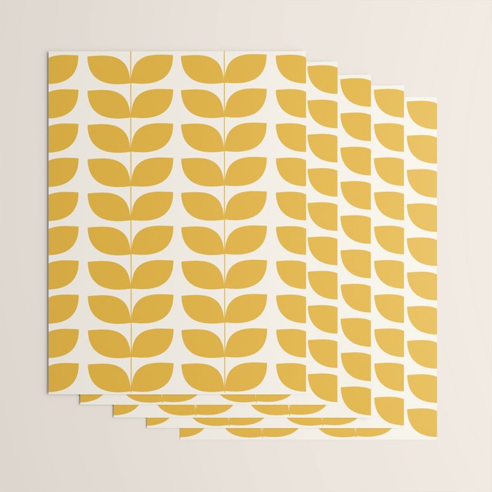 Danish Pattern Yellow Mid Century Modern Wrapping Paper Gallery Image 3
