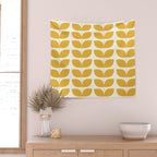 Danish Pattern Yellow Mid Century Modern Wall Tapestry Gallery Image 2
