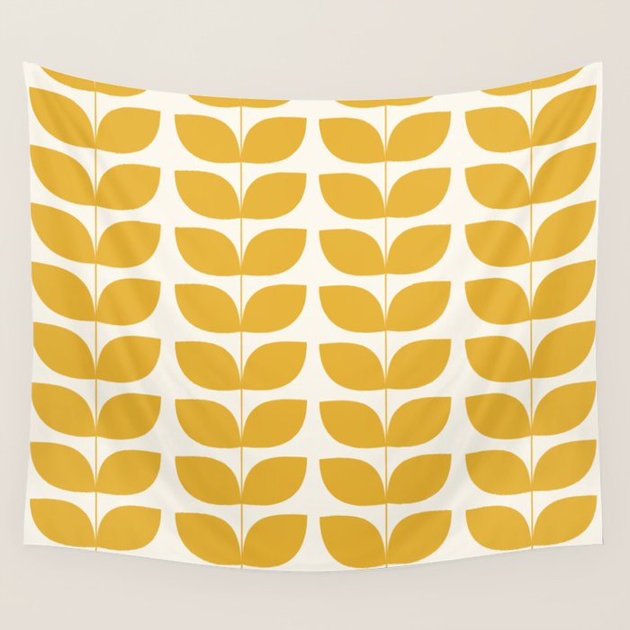 Danish Pattern Yellow Mid Century Modern Wall Tapestry Gallery Image 1