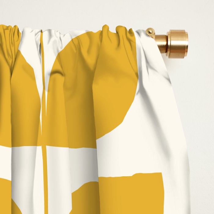 Danish Pattern Yellow Mid Century Modern Window Curtain Gallery Image 2