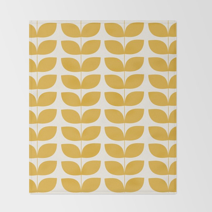 Danish Pattern Yellow Mid Century Modern Throw Blanket Gallery Image 2