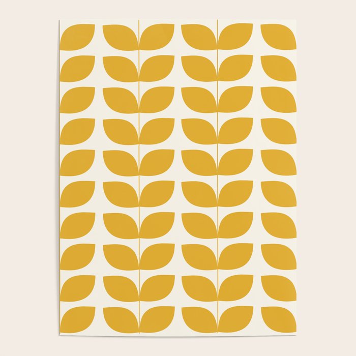 Danish Pattern Yellow Mid Century Modern Poster Gallery Image 1