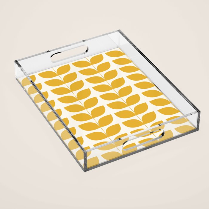 Danish Pattern Yellow Mid Century Modern Acrylic Tray Gallery Image 1