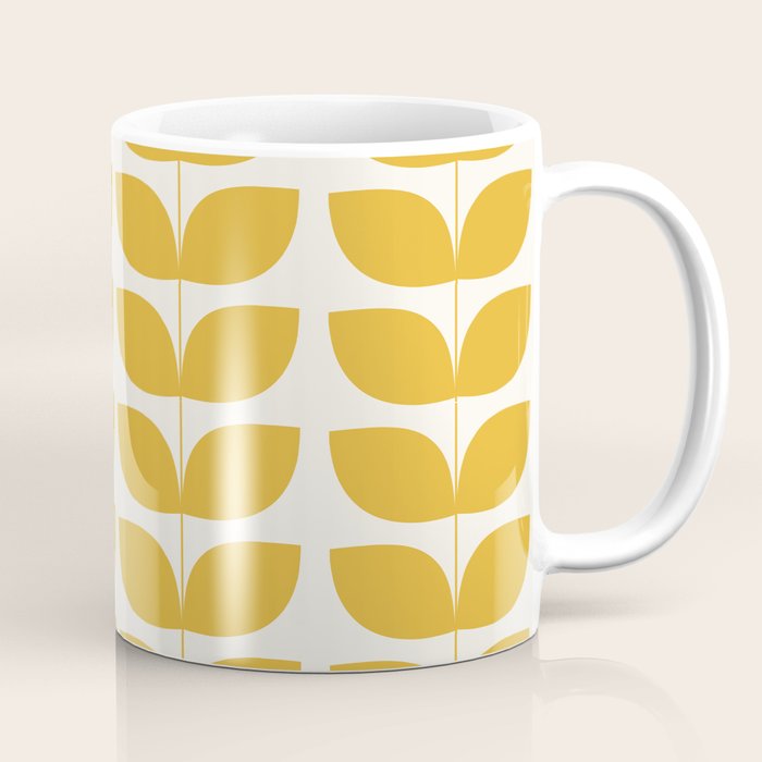 Danish Pattern Yellow Mid Century Modern Coffee Mug Gallery Image 1