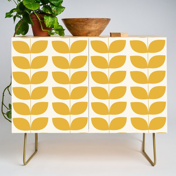 Danish Pattern Yellow Mid Century Modern Credenza Gallery Image 1
