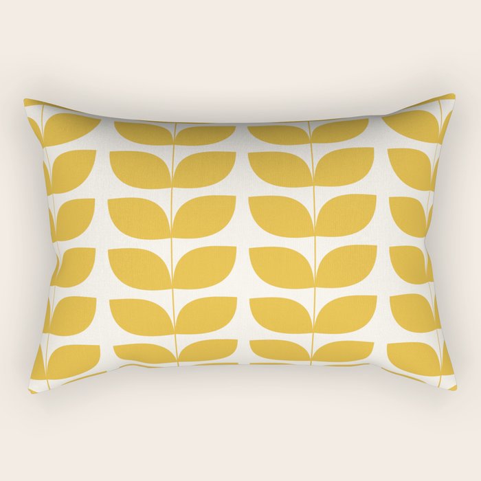 Danish Pattern Yellow Mid Century Modern Rectangular Pillow Gallery Image 1