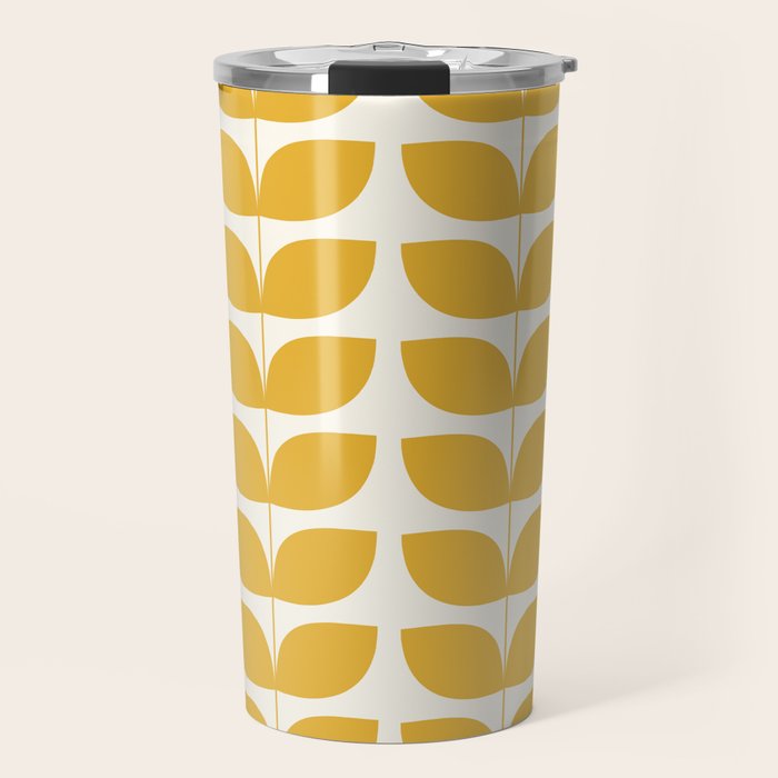 Danish Pattern Yellow Mid Century Modern Travel Mug Gallery Image 1