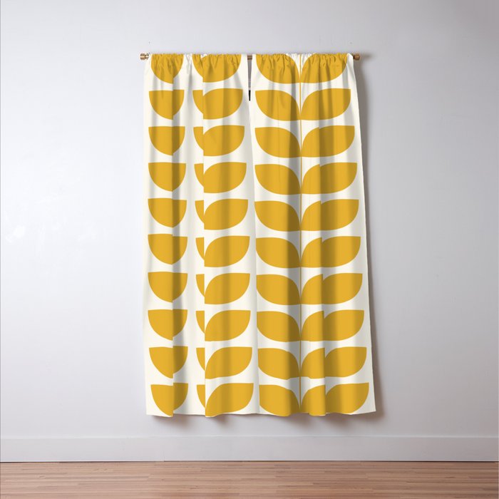 Danish Pattern Yellow Mid Century Modern Window Curtain Gallery Image 3