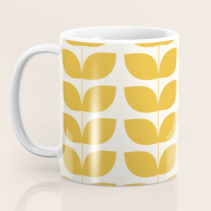 Danish Pattern Yellow Mid Century Modern Coffee Mug Gallery Image 3
