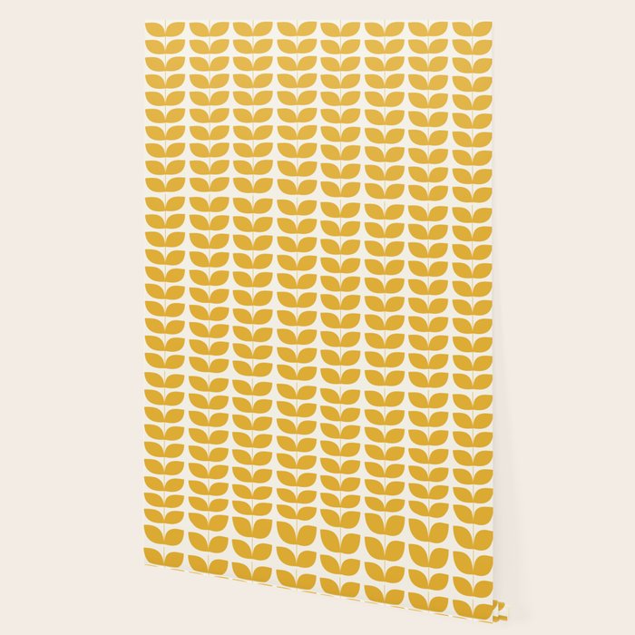 Danish Pattern Yellow Mid Century Modern Wallpaper Gallery Image 2