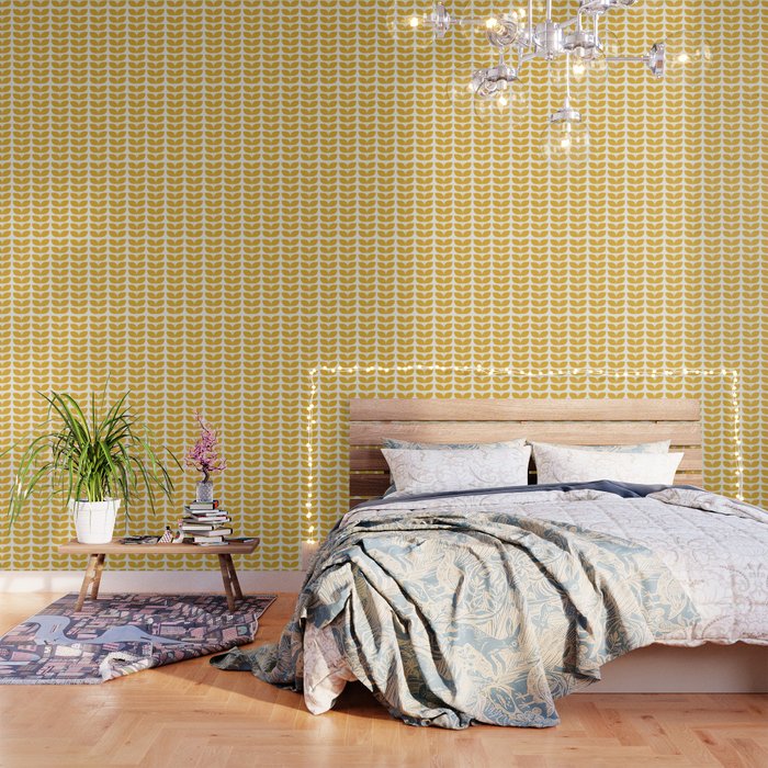 Danish Pattern Yellow Mid Century Modern Wallpaper Gallery Image 3