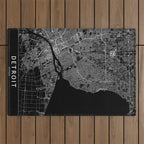 Detroit Black Map Outdoor Rug Gallery Image 1