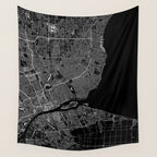 Detroit Black Map Wall Tapestry Gallery Image 4