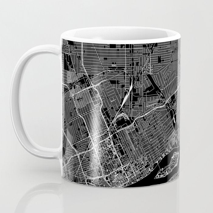 Detroit Black Map Coffee Mug Gallery Image 3