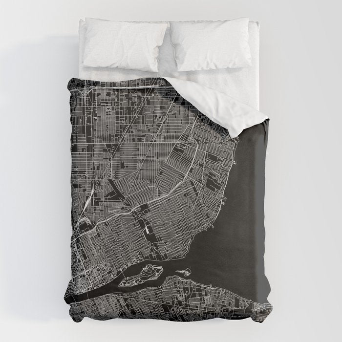 Detroit Black Map Duvet Cover Gallery Image 6