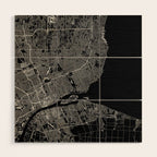 Detroit Black Map Wood Wall Art Gallery Image 1