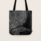 Detroit Black Map Tote Bag Gallery Image 1