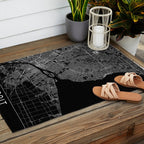 Detroit Black Map Outdoor Rug Gallery Image 2