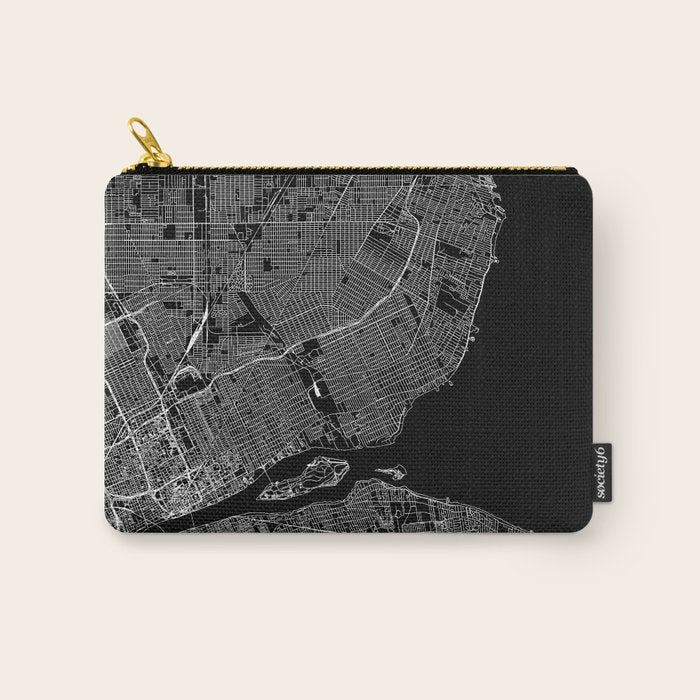 Detroit Black Map Carry All Pouch Gallery Image 1