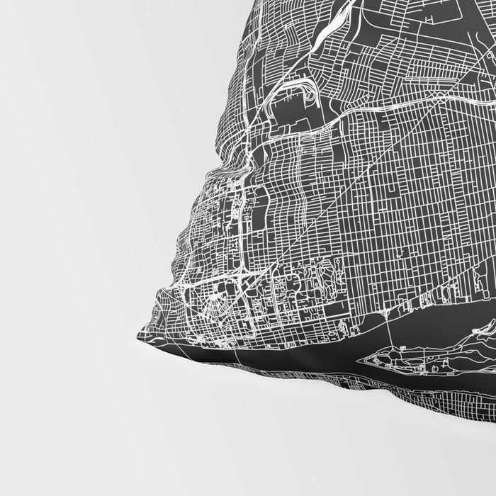 Detroit Black Map Pillow Sham Gallery Image 4