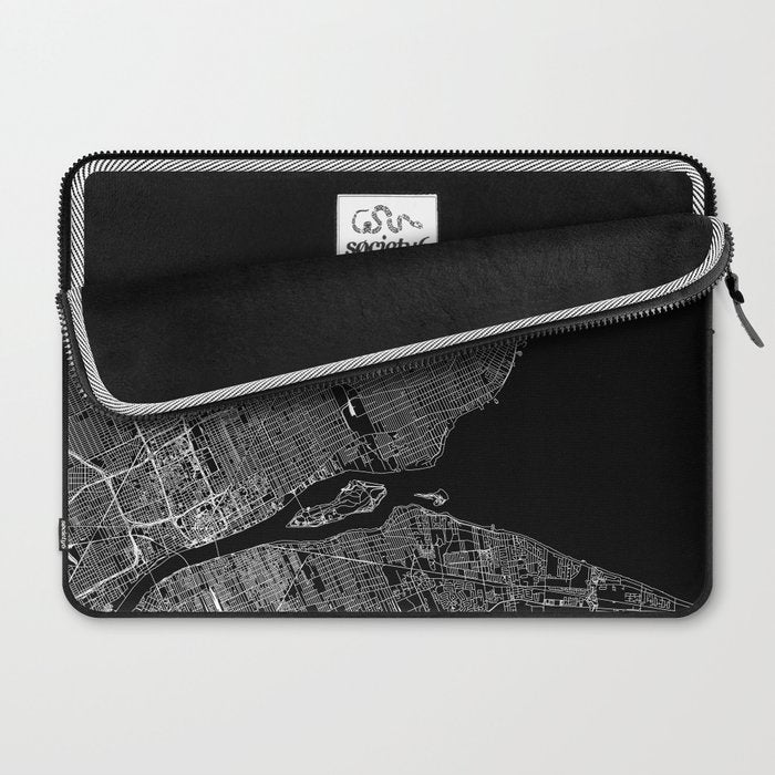 Detroit Black Map Laptop Sleeve Gallery Image 2