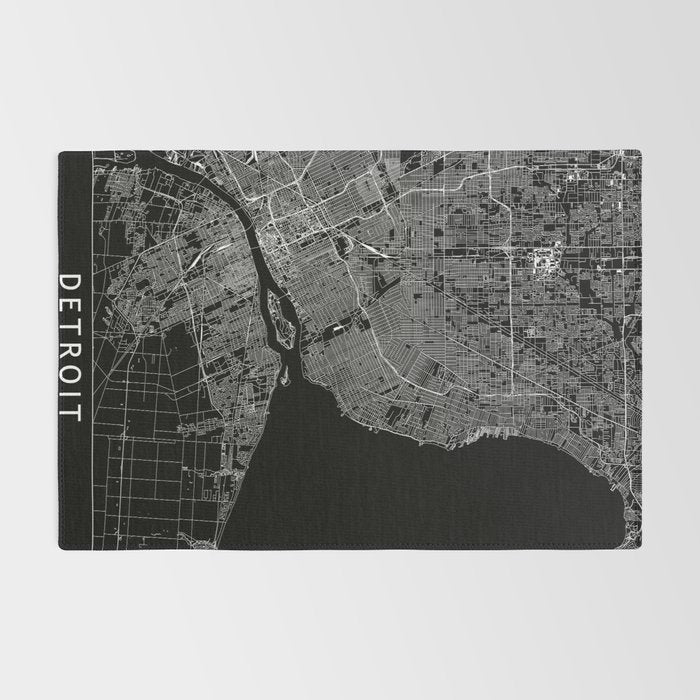 Detroit Black Map Rug Gallery Image 2