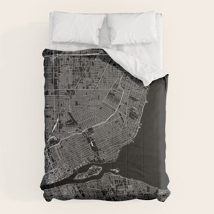 Detroit Black Map Comforter Gallery Image 6