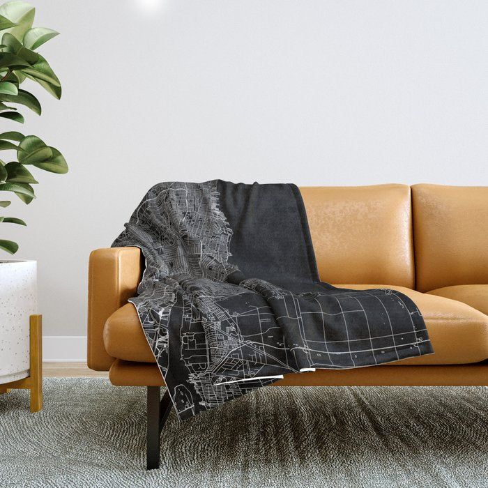Detroit Black Map Throw Blanket Gallery Image 1