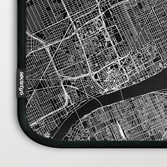 Detroit Black Map Laptop Sleeve Gallery Image 3