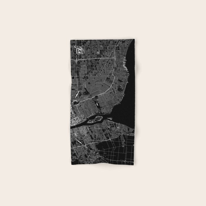Detroit Black Map Bath Towel Gallery Image 1
