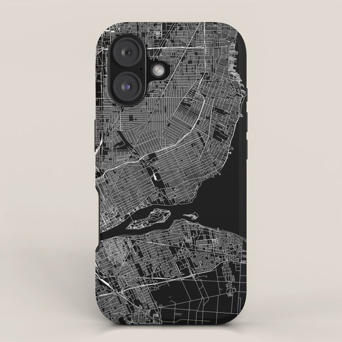 Detroit Black Map iPhone Case Gallery Image 1