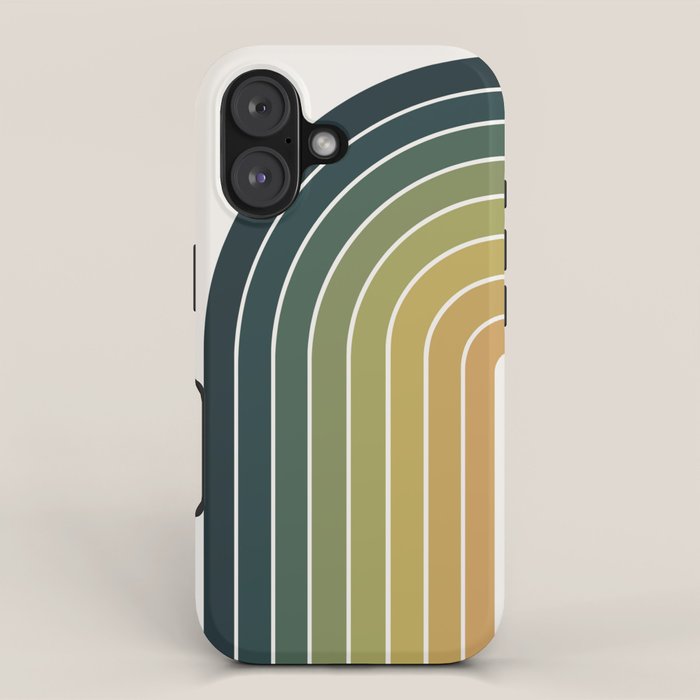 Gradient Arch XXVI Green Tones Mid Century Modern Rainbow iPhone Case Gallery Image 1