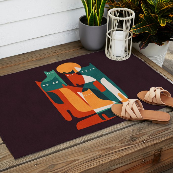 Cat Family Outdoor Rug Gallery Image 2